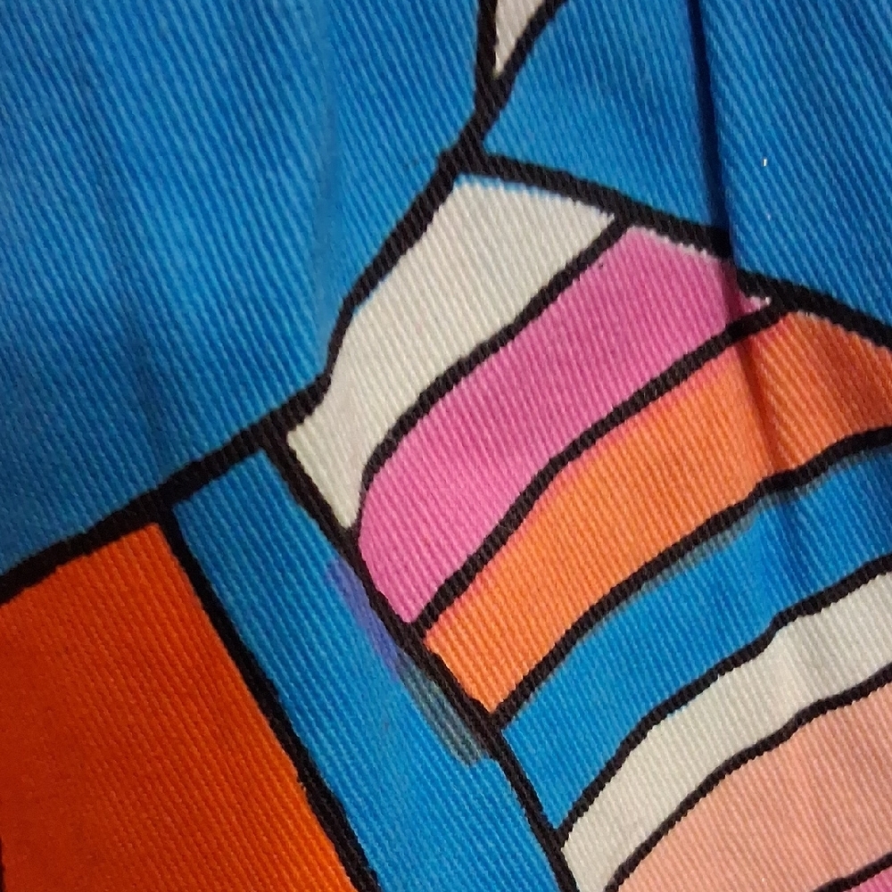 Colorblock Pattern Jean Jacket - Multicolor - Picture 8 of 9